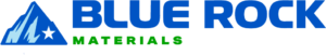 Blue Rock Materials logo featuring a blue mountain emblem with a white star and bold blue 'BLUE ROCK' text, plus green 'MATERIALS' beneath.