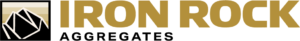 Iron Rock logo: stylized mountain icon to the left of bold gold IRON ROCK text.