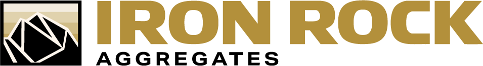 Iron Rock logo: stylized mountain icon to the left of bold gold IRON ROCK text.